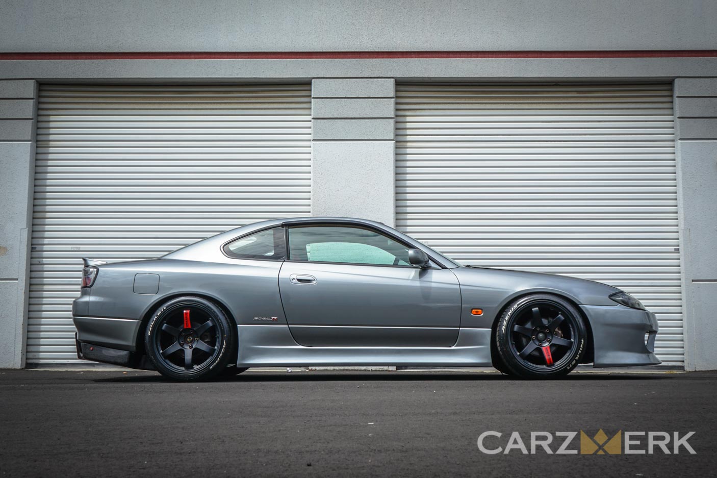 2000 Nissan Silvia S15 - Spec R - Sparking Silver Metallic with Rays TE37 - Side Shot