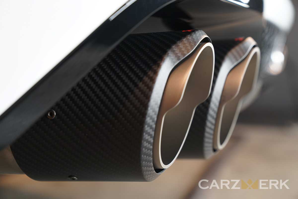 Akrapovic Exhaust Ceramic Coating, one of the many types of car detailing services offered at Carzwerk.