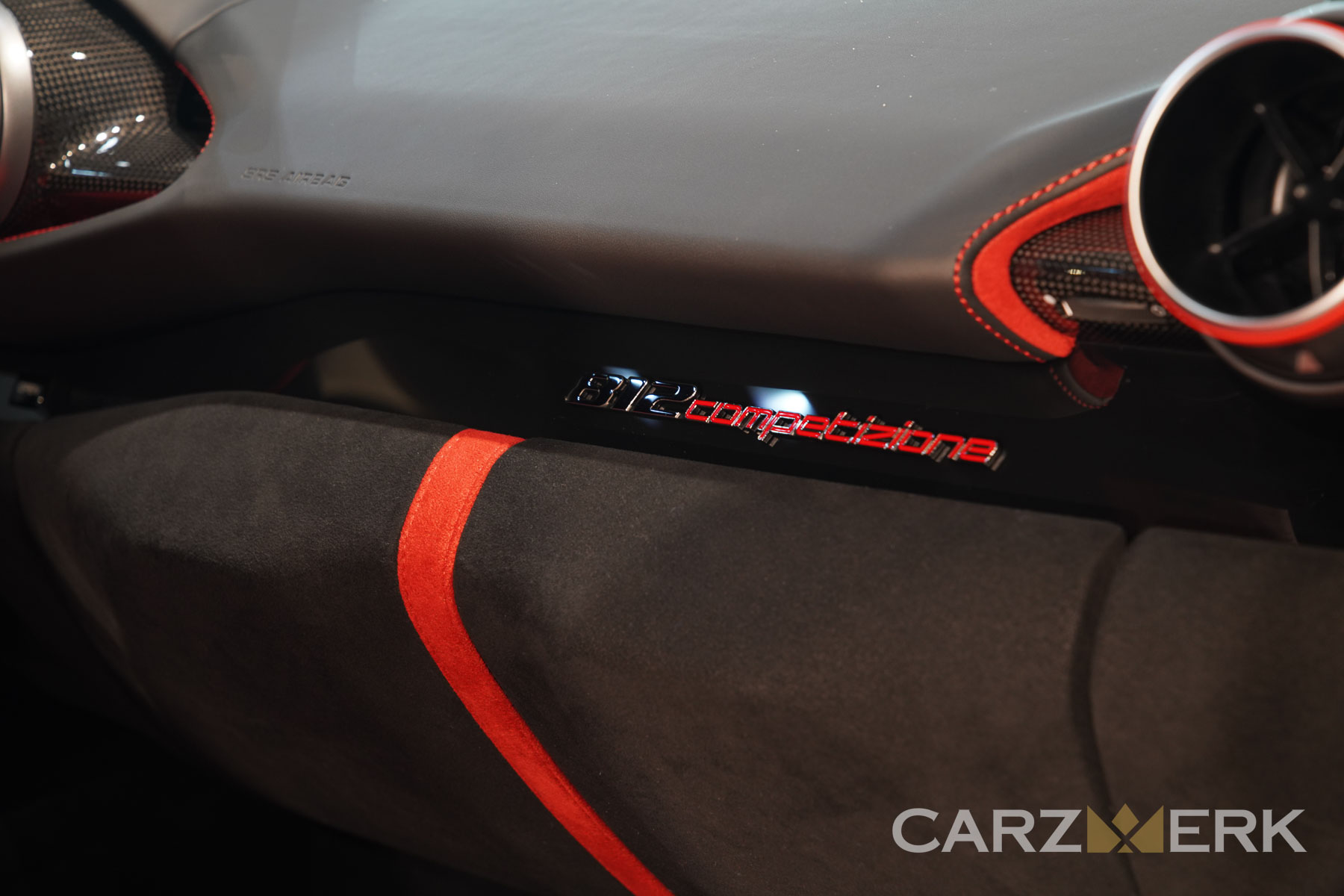 2022 Ferrari 812 Competizione - Bianco Cervino - Passenger side badges interior