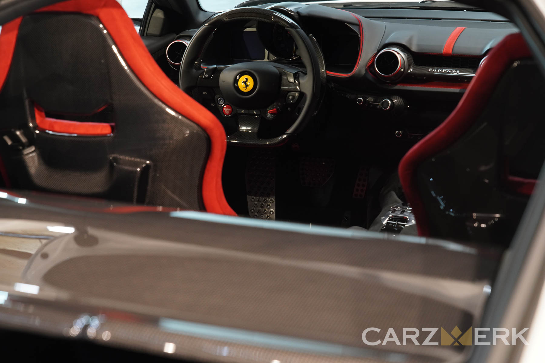 2022 Ferrari 812 Competizione - Bianco Cervino -Interior shot from the back