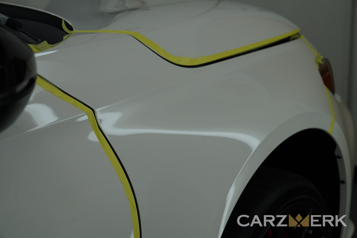 2022 Honda CTR Civic Type R - Championship White Clearcoat NH-0 - Paint Correction Process - Fender - with Kamoi Masking Tape