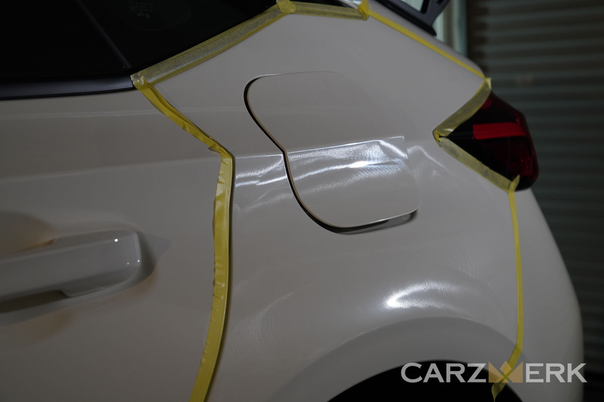 2022 Honda CTR Civic Type R - Championship White Clearcoat NH-0 - Paint Correction Process - Gas Cap - with Kamoi Masking Tape