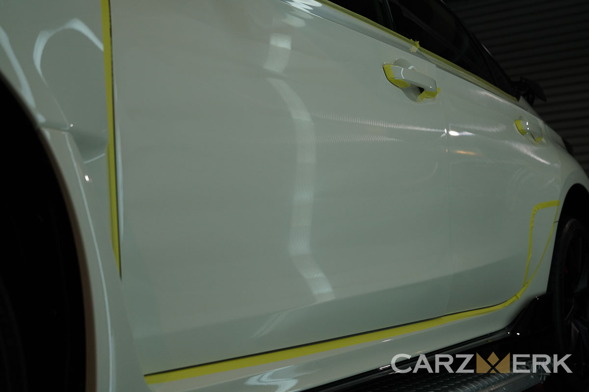 2022 Honda CTR Civic Type R - Championship White Clearcoat NH-0 - Paint Correction Process - Door Driver Side - with Kamoi Masking Tape