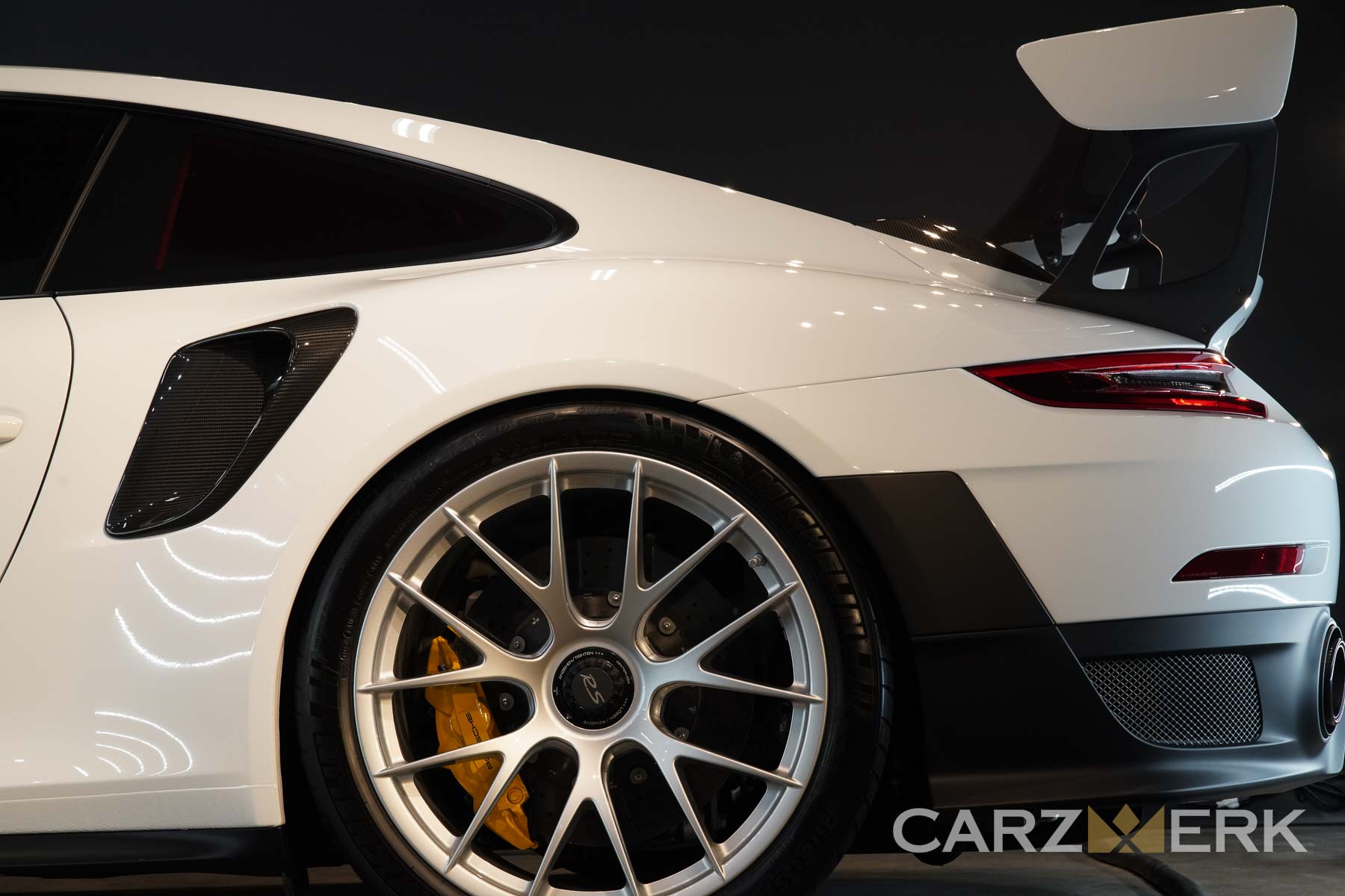 2018 Porsche GT2RS - White C9A - Rear Magnesium wheels and yellow PCCB