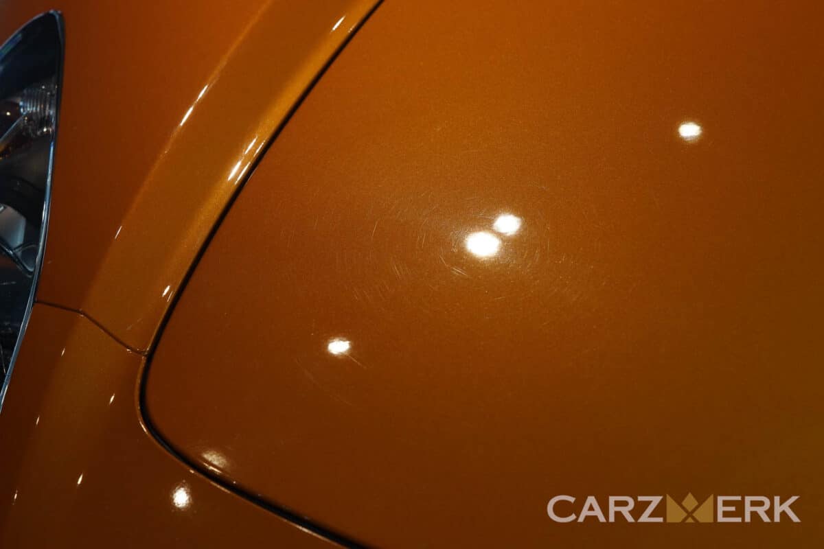 2007 Honda S2000 - Imola Orange - Paint Correction - Hood - Before
