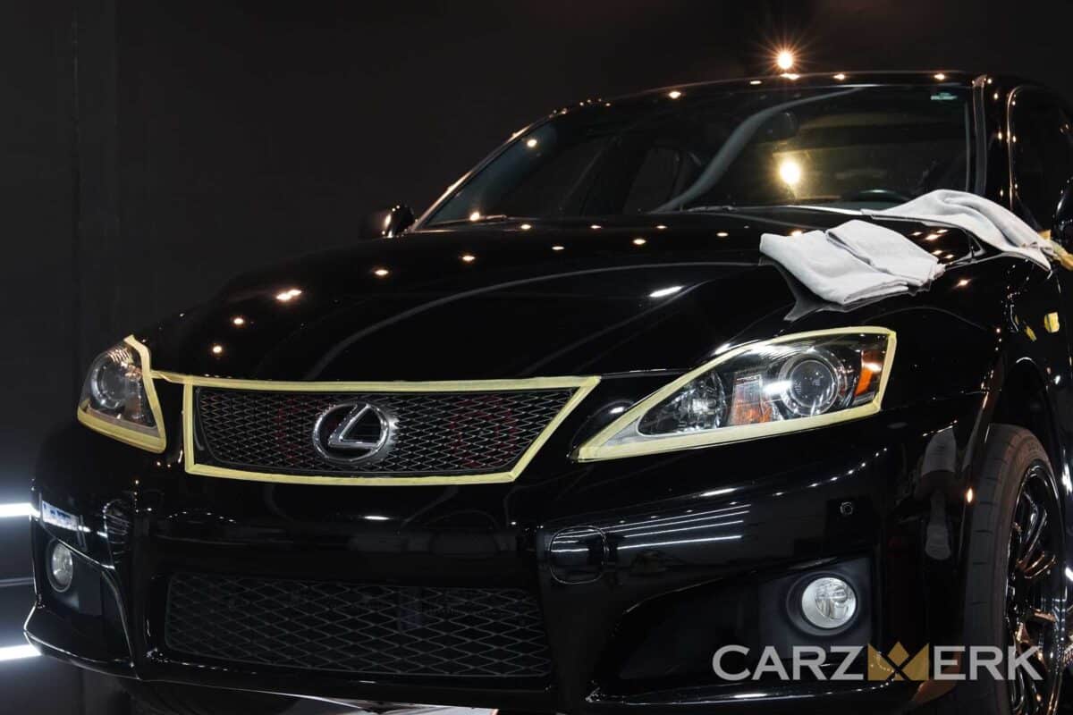 2013 Lexus ISF - Obsidian Black - Paint Correction - Front End - Masking Tape