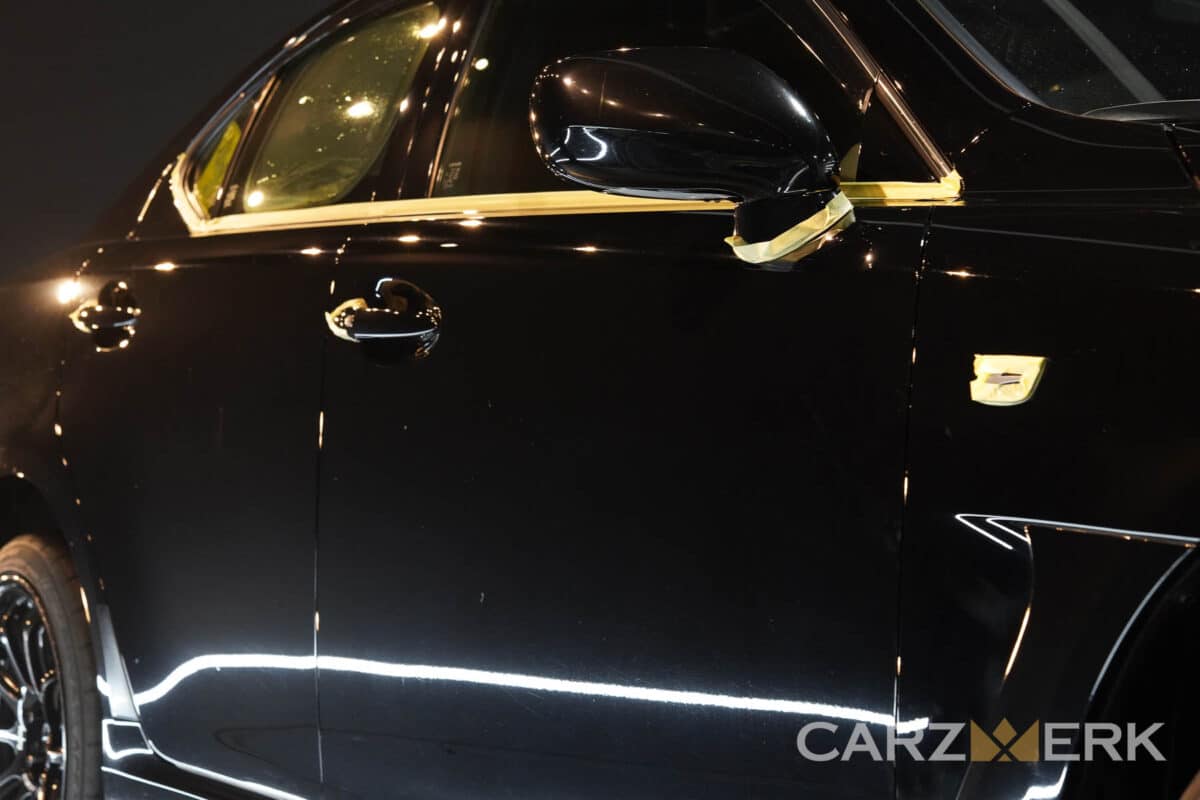 2013 Lexus ISF - Obsidian Black - Paint Correction - Masking tape - Passenger side