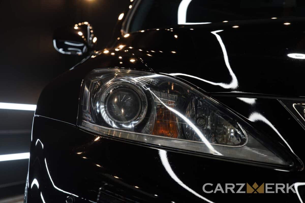 2013 Lexus ISF - Obsidian Black - Passenger Headlight - After Ceramic Coating - Side Shot