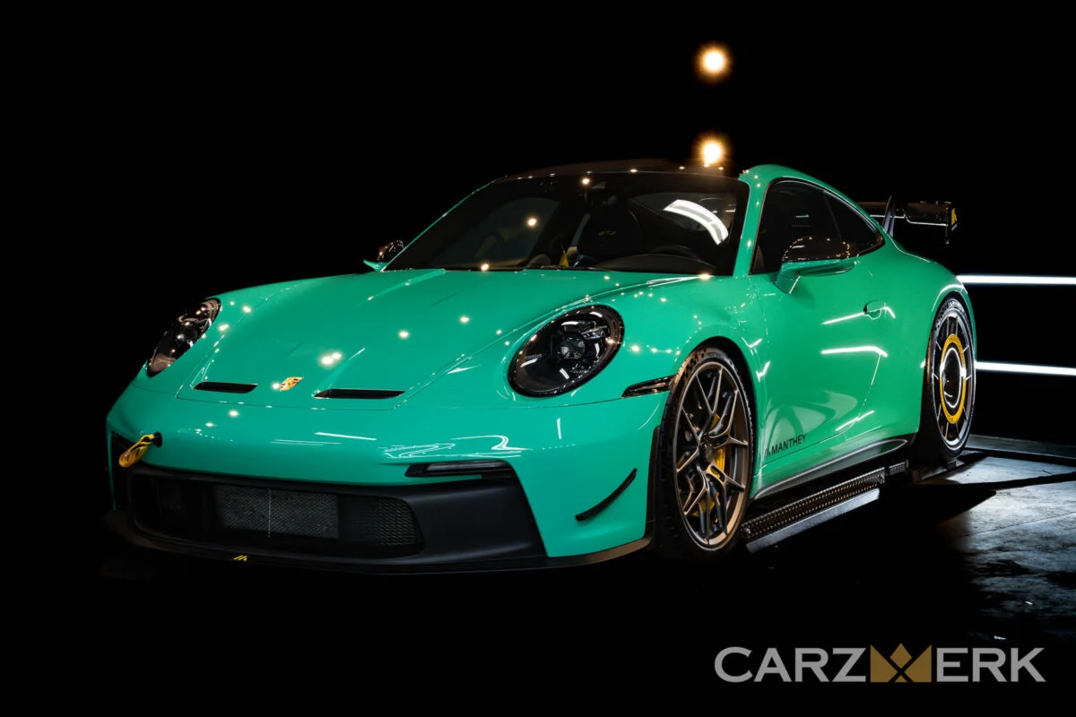 A Jade Green Porsche 992 GT3, Bay Area luxury auto details like this can be done at Carzwerk.