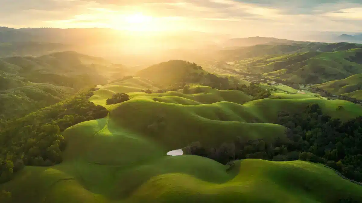 Rolling green hills near San Jose.