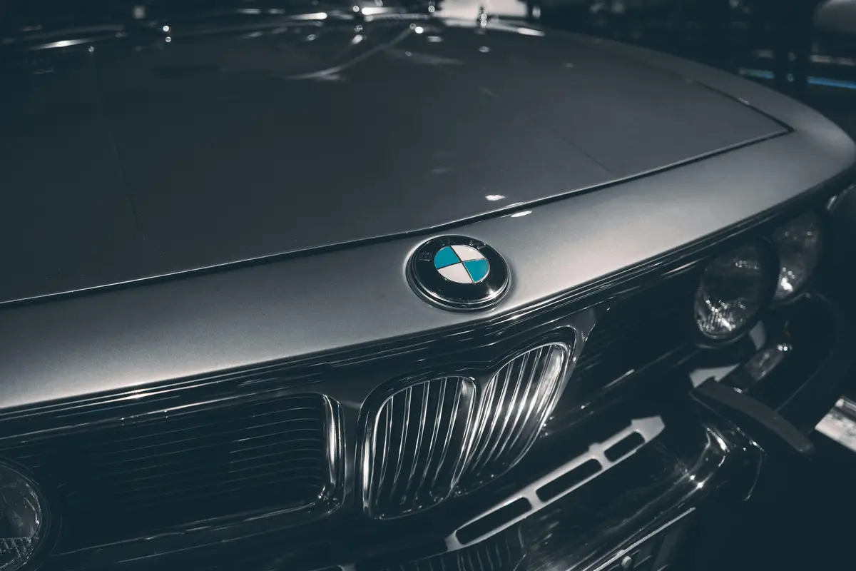 A close up of the front end of a grey BMW after top quality car detailing Palo Alto's residents love at Carzwerk.